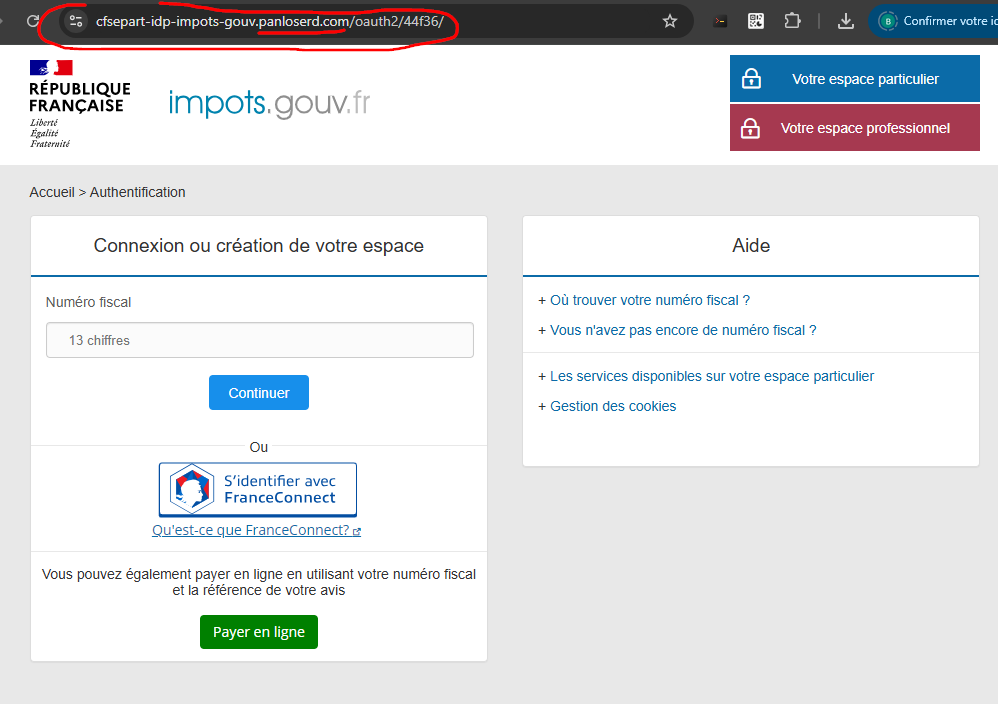 exemple mail faux site des impots