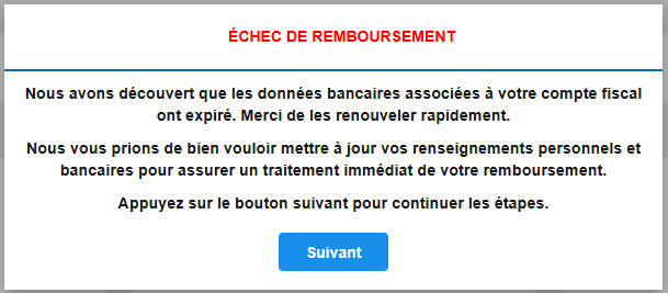 coordonnées bancaires pas à jour